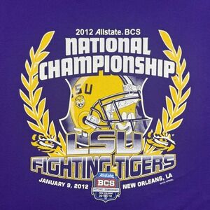 LSU Tigers Shirt Mens XL Purple NCAA Football 2012 National Championship Gildan